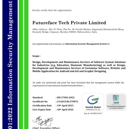 23.GGCS.IN.270076 Futureface Tech Private Limited ISO 27001 2022